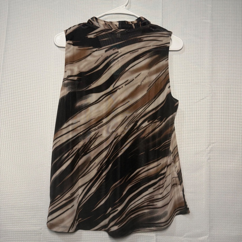 Nine Britton Sleeveless Mesh Top Abstract Print V-Neck Surplice Blouse Small NWT - Picture 2 of 4